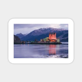 Eilean Donan Castle on a winter evening  in the Highlands of Scotland , Eilean Donan Castle is one of the finest Scottish castles for photography Magnet