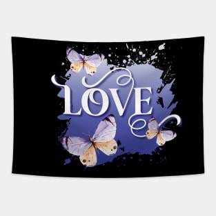 LOVE AND BUTTERFLIES PAINT SPATTER Tapestry