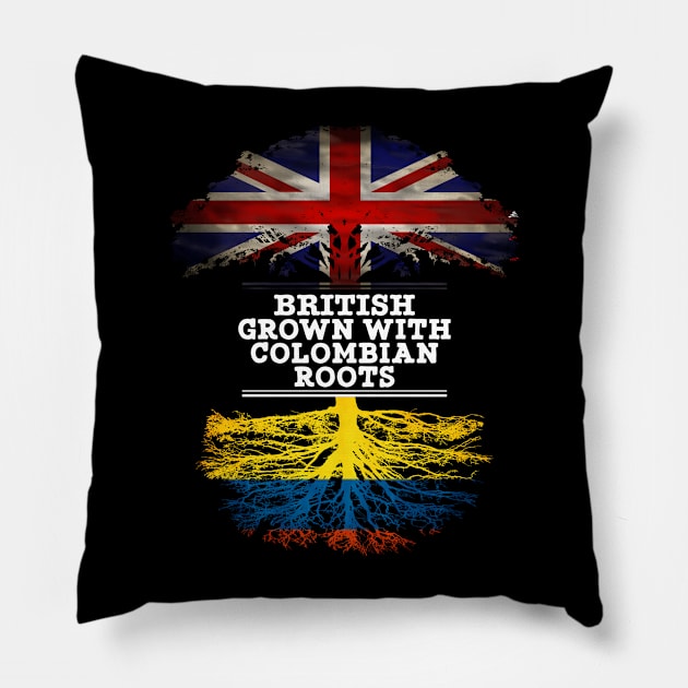 British Grown With Colombian Roots - Gift for Colombian With Roots From Colombia Pillow by Country Flags