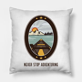 Never Stop Adventuring Kayaking Pillow