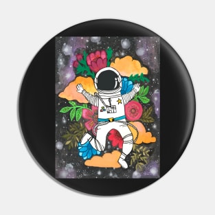 Floral Astronaut floating in outer space Pin