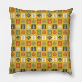 Tibetan Motif (Grid) - Painted Monastery Pillow