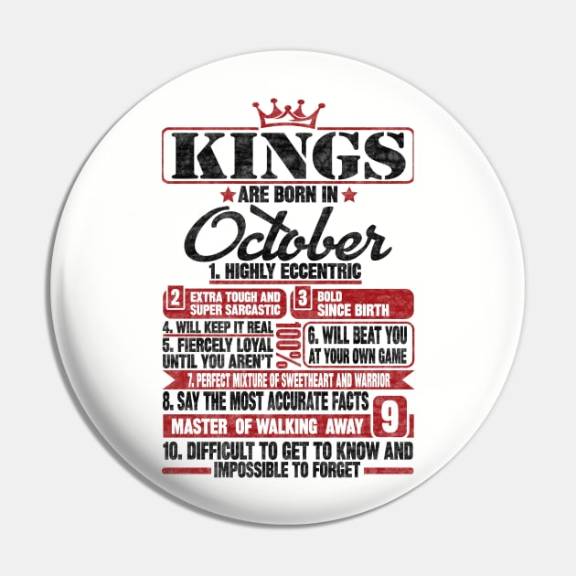 Kings Are Born In October Pin by SilverTee