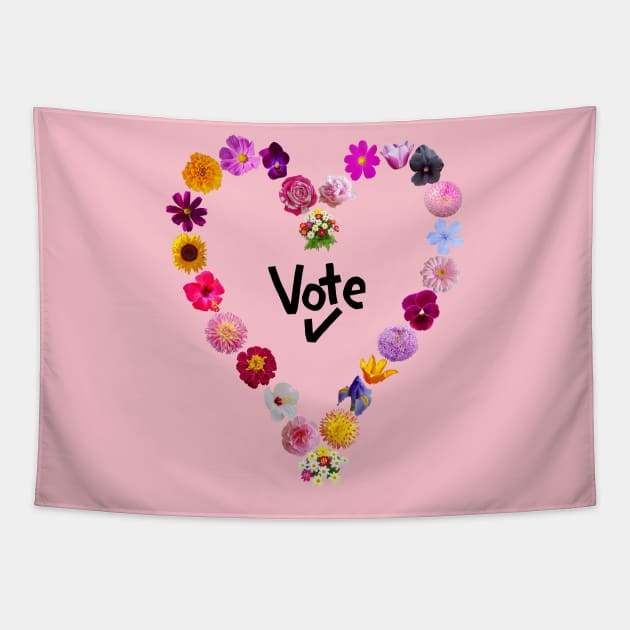 Floral Heart Vote Tapestry by ellenhenryart