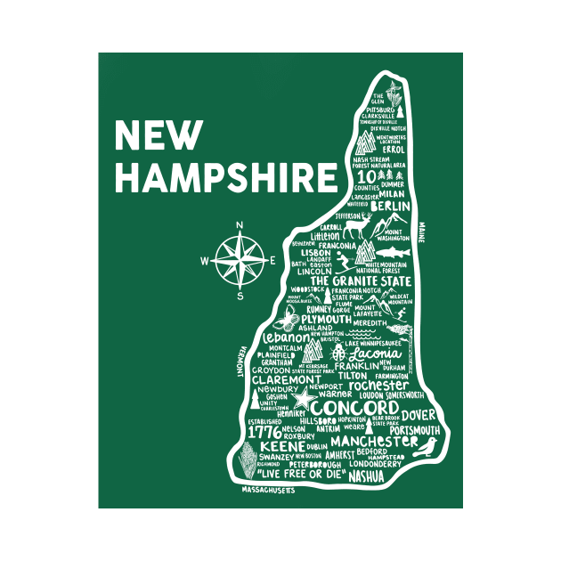 New Hampshire Map by fiberandgloss