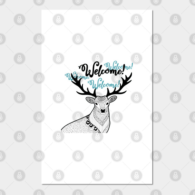Winter Animal Doodle With Deer Deer Posters And Art Prints