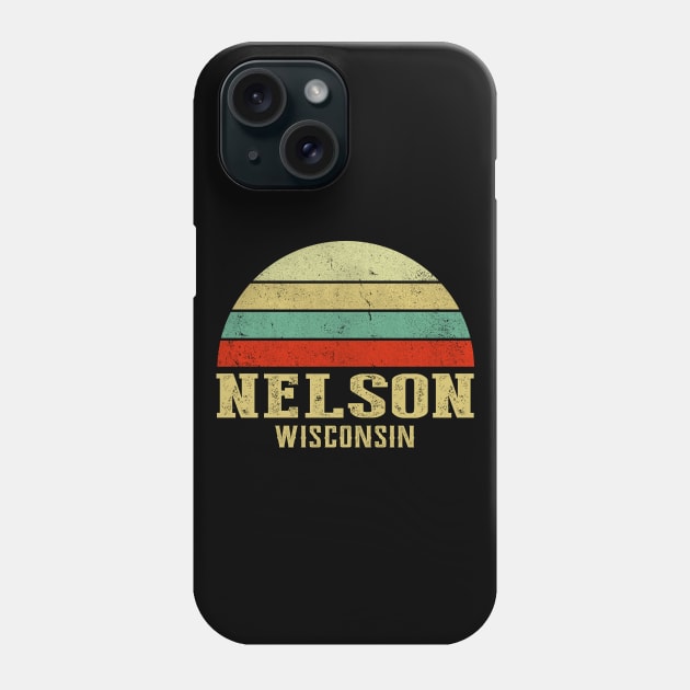 Nelson Wisconsin Vintage Retro Sunset Phone Case by Curry G