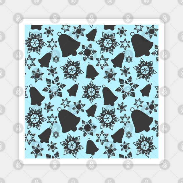 Christmas Bells Pattern (Charcoal-Blue) Magnet by Amanda Jane