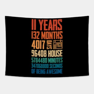 11 Years Old 11th Birthday Retro Vintage Tapestry