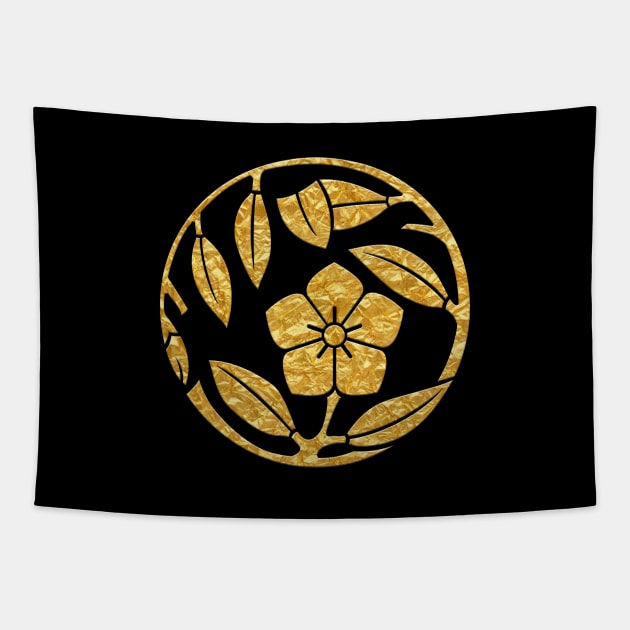 Japanese Mon Hana Kikyo Edamaru Tapestry by Takeda_Art