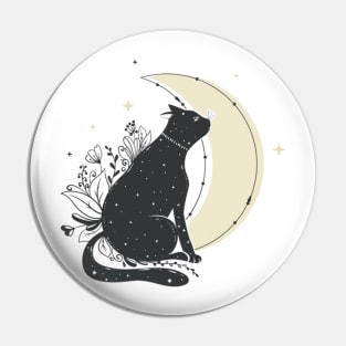 Black cat with moon Pin