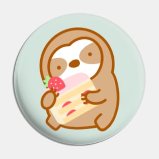 Cute Strawberry Shortcake Sloth Pin