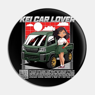 anime girl with green kei car Pin