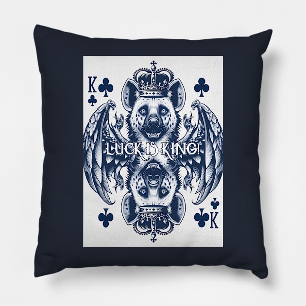 Lucky Hyena King of Clubs Pillow by Biothurgy