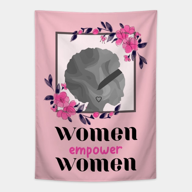 Women Empowerment Pink Floral Tapestry by SartorisArt1