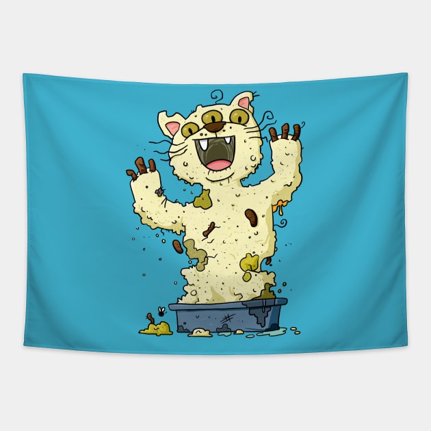 Stinky Litter Tray Monster Tapestry by striffle