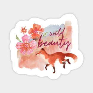 Wild Beauty Watercolour Fox and Flowers Magnet