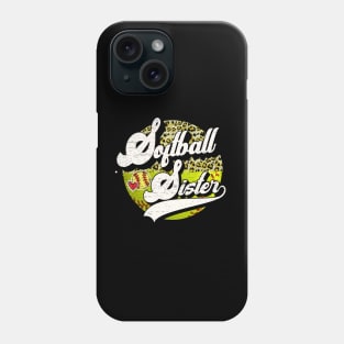 Softball Sister Vintage Leopard Softball Family Matching Phone Case