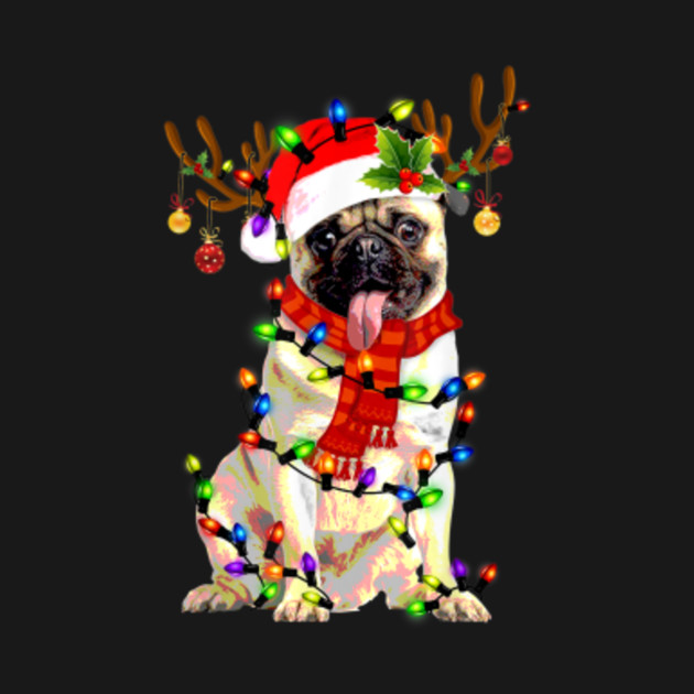 Discover Pug Tangled Up in Christmas Lights - Christmas Pug - T-Shirt