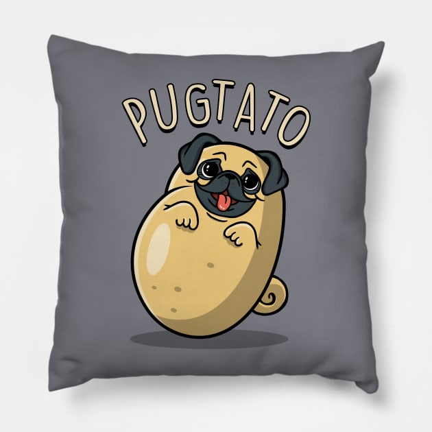 Pugtato Pillow by NinthStreetShirts