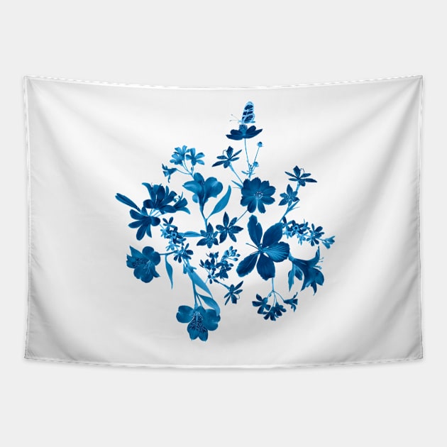 Blue Floral Tapestry by AnaAnaDesign