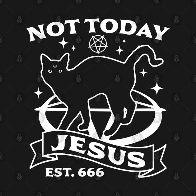 Not Today Jesus - Black Cat  Halloween Goth by OrangeMonkeyArt