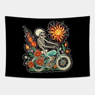 skeleton riding motobike Tapestry