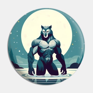 Bathing Werewolf Muscular Bara Art Pin