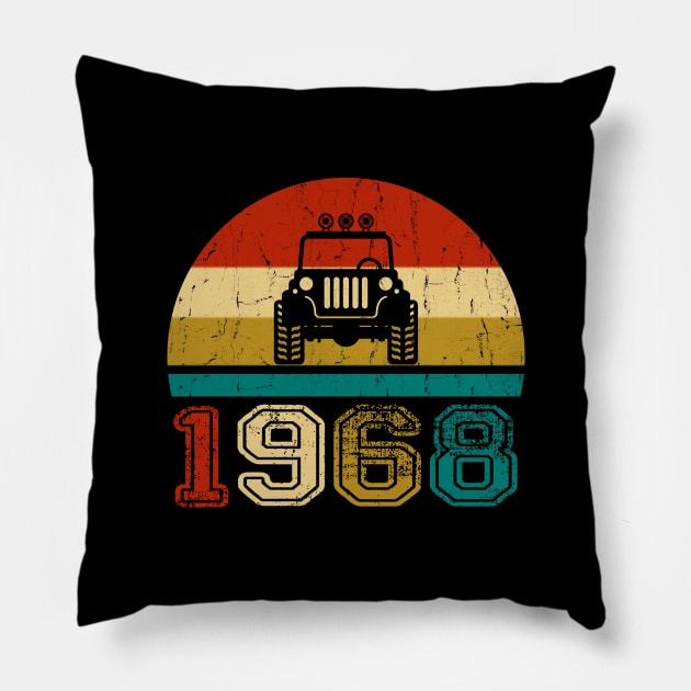 Vintage Jeep 1968 Birthday Jeep Gift Pillow by Superdadlove