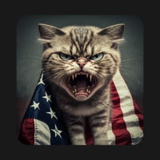 American flag angry cat T-Shirt