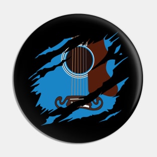 Ripped Acoustic Guitar Blue Color Pin