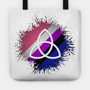 Paint Splatter Gender Fluid Pride Flag Triquetra Symbol Tote