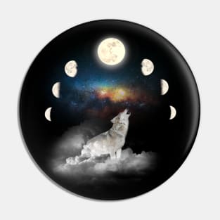 Howling Wolf Lunar Moon Phase Pin