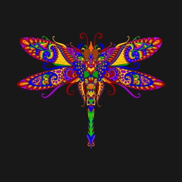 Rainbow Dragonfly Art by AlondraHanley