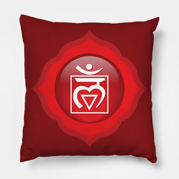 Root Chakra: Muladhara Symbol Pillow by Serena King