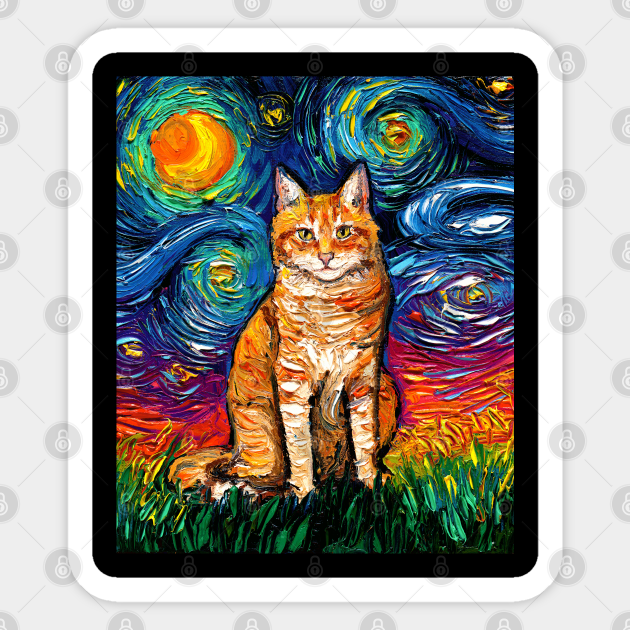 Orange Tabby Night 2 - Cat - Sticker