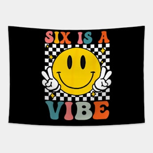 Six Is A Vibe 6Th Birthday Groovy Boys Girls 6 Years Old Tapestry