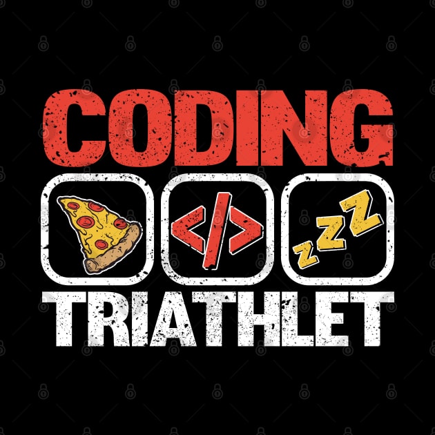 Funny Coding Triathlet Pizza Sleep Programmer Gift by Kuehni