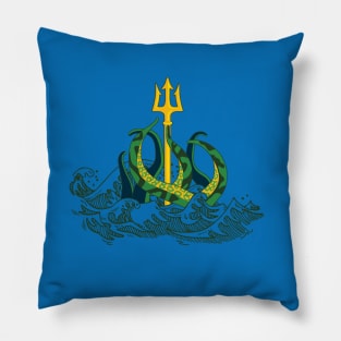 Mythic Threads: Poseidon Emerges from the Depths Pillow