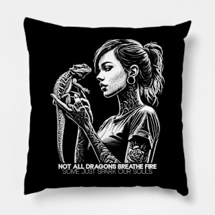 Not All Dragons Breathe Fire, Some Just Spark Our Souls, Beard Dragon Lover Design Pillow