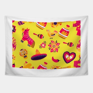 Cinco De Ma-Yo Birthday: Cute Colorful Mexican Party Pattern Design Art Tapestry