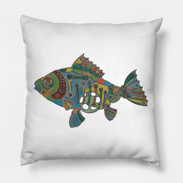 The ColorFish: Gears and Gills Pillow by cannibaljp