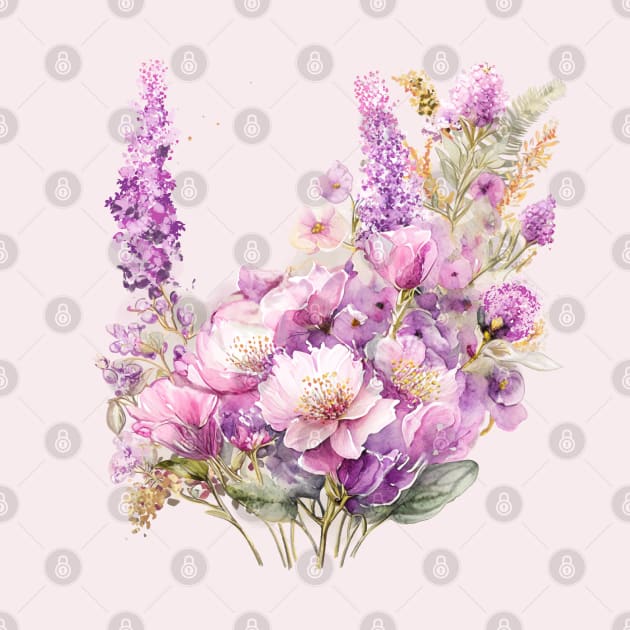 Beautiful Purple and Pink Wildflowers meadow, Lavender Flowers Violet Wildflowers garden by sofiartmedia