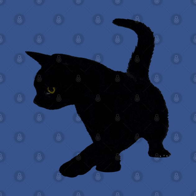 Cute Baby Black Cat Silhouette Tail Held High Vector Cut Out by taiche