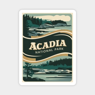 Acadia National Park Maine Retro Poster Magnet