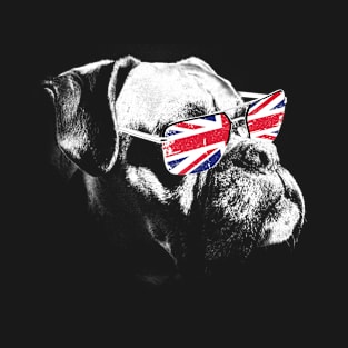 Bulldog with englad flag glasses T-Shirt