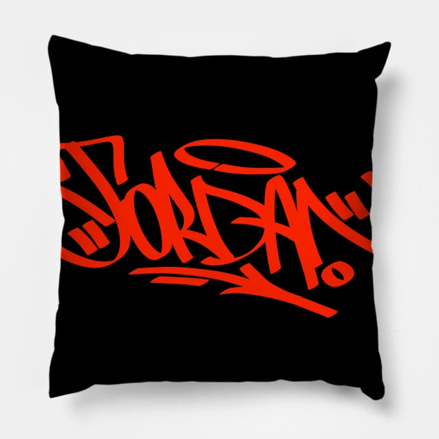 Jordan Graffiti Tag Pillow by doser