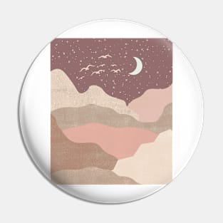 Boho Neutral Pastel Landscape Moon Stars Design Pin