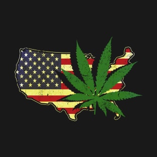 USA Marijuana Leaf Flag T-Shirt
