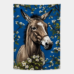 A Missouri Mule Surrounded By Hawthorn Blossom 2 Tapestry